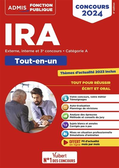 IRA : externe, interne et 3e concours, catégorie A : tout-en-un, concours 2024