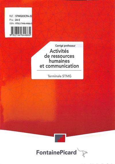 Activités de ressources humaines et communication terminale STMG : corrigé professeur