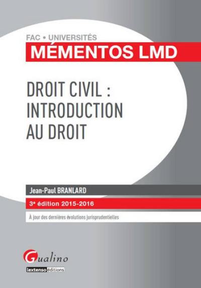 Droit civil : introduction au droit : 2015-2016