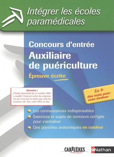 Concours d'entrée auxiliaire de puériculture : épreuve écrite