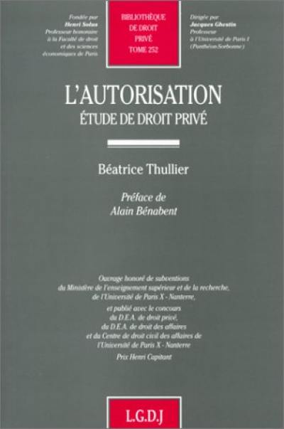 L'autorisation : étude de droit privé