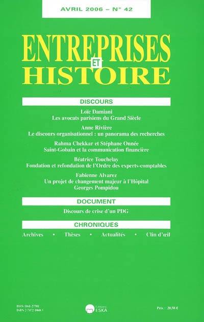 Entreprises et histoire, n° 42. Discours