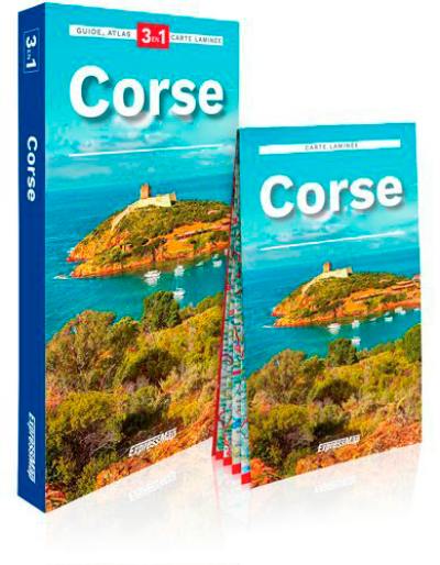 Corse : 3 en 1 : guide, atlas, carte laminée