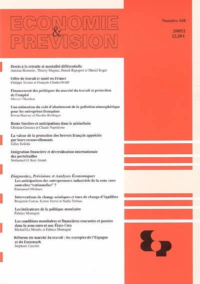 Economie et prévision, n° 168