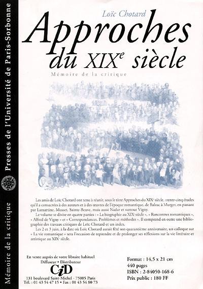 Approches du XIXe siècle