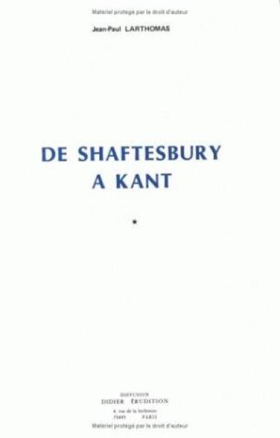 De Shaftesbury à Kant