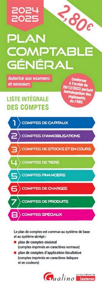 Plan comptable général 2024-2025 : liste intégrale des comptes