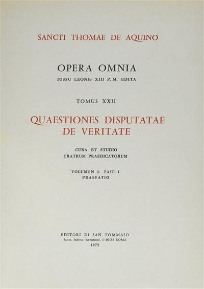 Quaestiones disputatae de veritate. Vol. 1