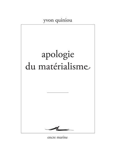 Apologie du matérialisme