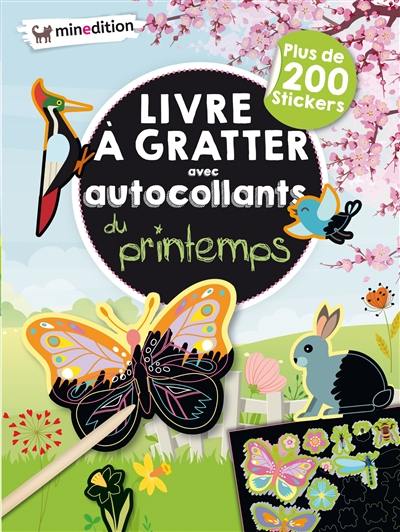 Livre à gratter avec autocollants du printemps