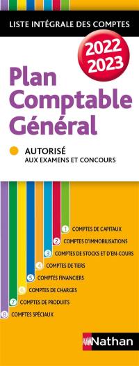 Plan comptable général 2022-2023 : liste intégrale des comptes : autorisé aux examens et concours