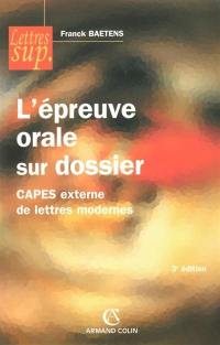 L'épreuve orale sur dossier : Capes externe de lettres modernes