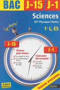 Sciences, SVT, physique chimie 1re L, ES : nouveau programme