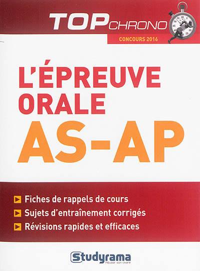 L'épreuve orale AS-AP : concours 2016