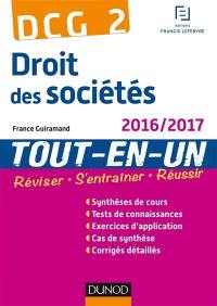 Droit des sociétés, DCG 2 : tout-en-un : 2016-2017