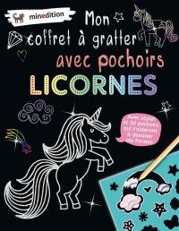 Mon coffret à gratter avec pochoirs licornes