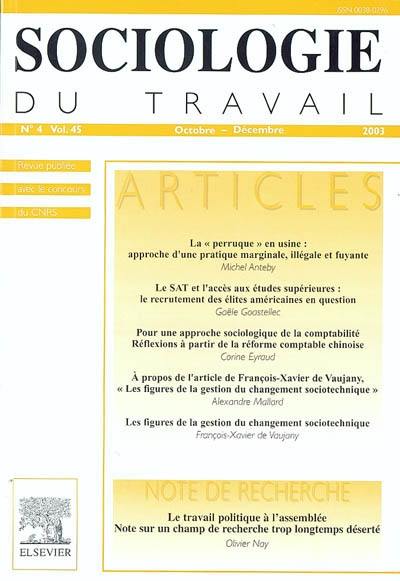 Sociologie du travail, n° 4 (2003)