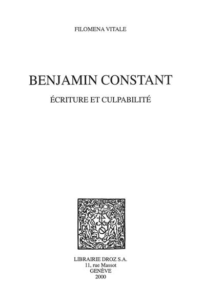 L'expression de la culpabilité dans l'oeuvre de Benjamin Constant