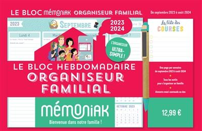 Le bloc hebdomadaire organiseur familial Mémoniak 2024