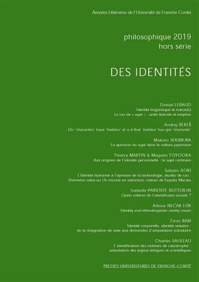 Philosophique, hors-série, n° 2019. Des identités