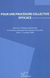 Pour une procédure collective efficace : actes du colloque