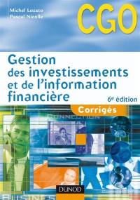 Gestion des investissements et de l'information financière : corrigés : processus 4 et 5