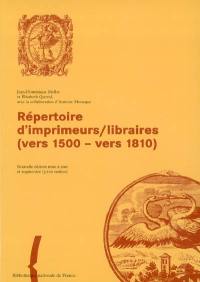 Répertoire d'imprimeurs-libraires (vers 1500-vers 1810)