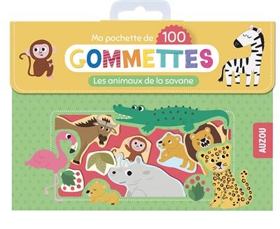 Les animaux de la savane : ma pochette de 100 gommettes