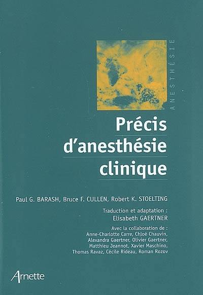 Précis d'anesthésie clinique