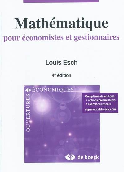 Mathématique pour économistes et gestionnaires