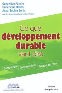 Ce que développement durable veut dire