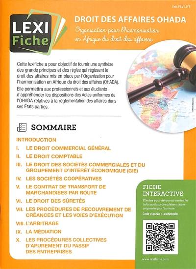 Droit des affaires OHADA, Organisation pour l'harmonisation en Afrique du droit des affaires