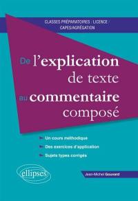 De l'explication de texte au commentaire composé