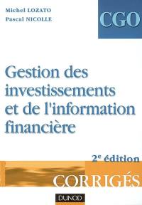 Gestion des investissements et de l'information financière : corrigés