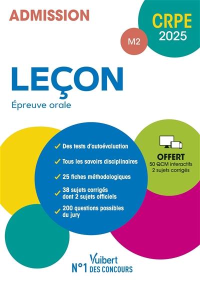 Leçon, épreuve orale : admission M2 : CRPE 2025