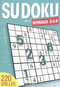 Sudoku. Vol. 5. Niveaux 3 à 5 : 220 grilles