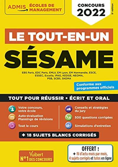 Sésame : EBS Paris, EDC Paris, EMLV, EM Lyon, EM Normandie, ESCE... : le tout-en-un, concours 2022