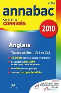 Anglais, séries L, ES, S (LV1 et LV2), séries technologiques (LV1 et LV2)