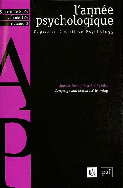 Année psychologique (L'), n° 3 (2024). Langage and statistical learning