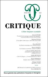 Critique, n° 912. Céline toujours scandale