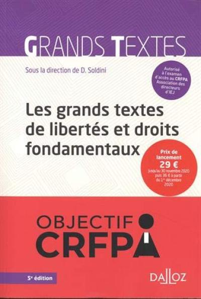 Les grands textes de libertés et droits fondamentaux : 2020