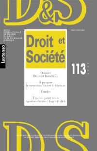 Droit et société, n° 113. Droit et handicap