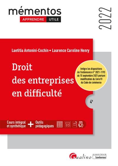 Droit des entreprises en difficulté : 2022