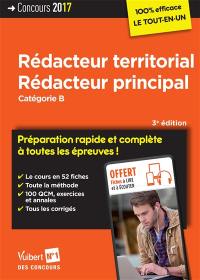 Rédacteur territorial, rédacteur principal : catégorie B : concours 2017