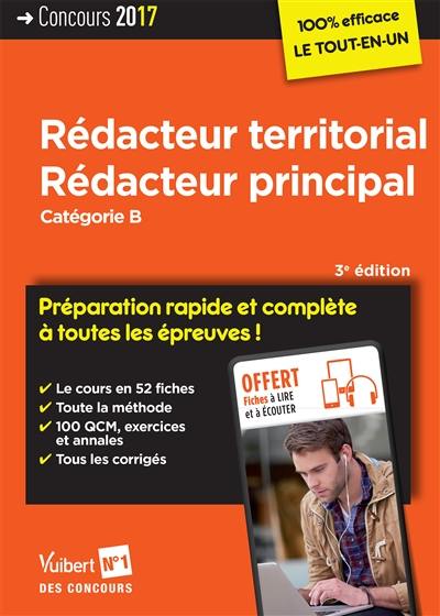 Rédacteur territorial, rédacteur principal : catégorie B : concours 2017