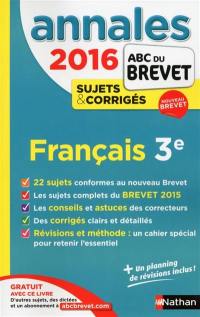 Français, 3e : brevet 2016