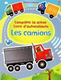 Les camions : complète la scène, livre d'autocollants