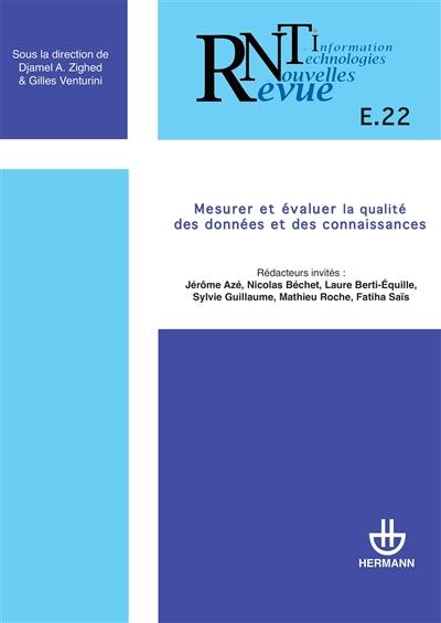 Revue des nouvelles technologies de l'information, n° E-22. Mesurer et évaluer la qualité des données et des connaissances