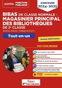 Bibas de classe normale, magasinier principal des bibliothèques de 2e classe : externe, interne, catégories B et C : tout-en-un, concours 2024-2025