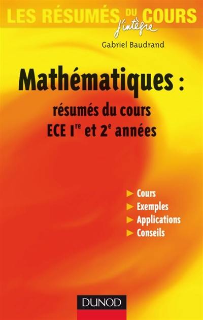 Mathématiques : résumés du cours ECE 1re et 2e années